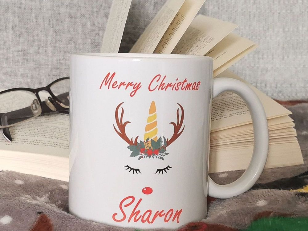 Personalised Christmas Unicorn Cup