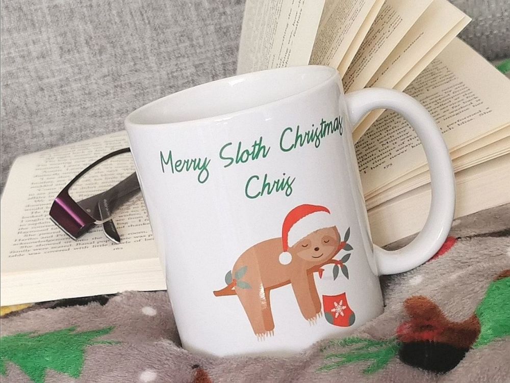 Personalised Christmas Sloth Cup