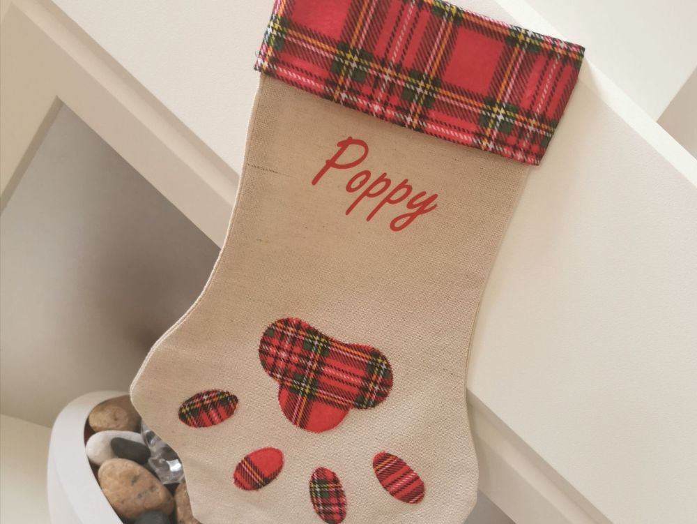 Personalised Paw Print Pet Christmas Stocking