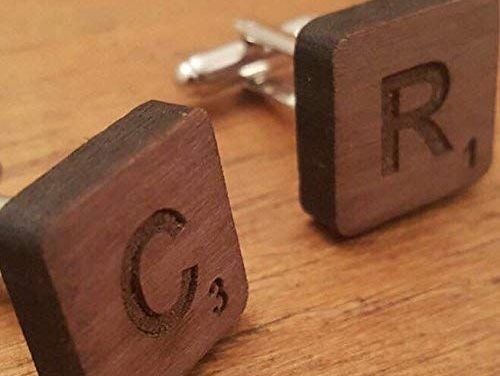 Scrabble Style Walnut Wood Cufflinks