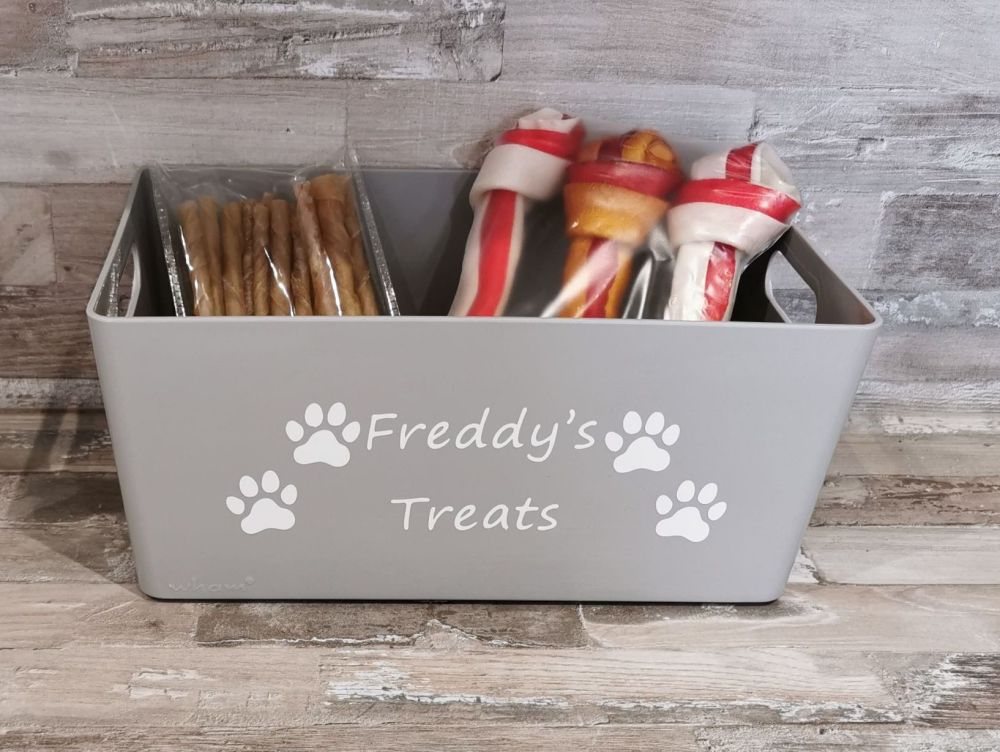 Personalised  Grey Pet Treat Box