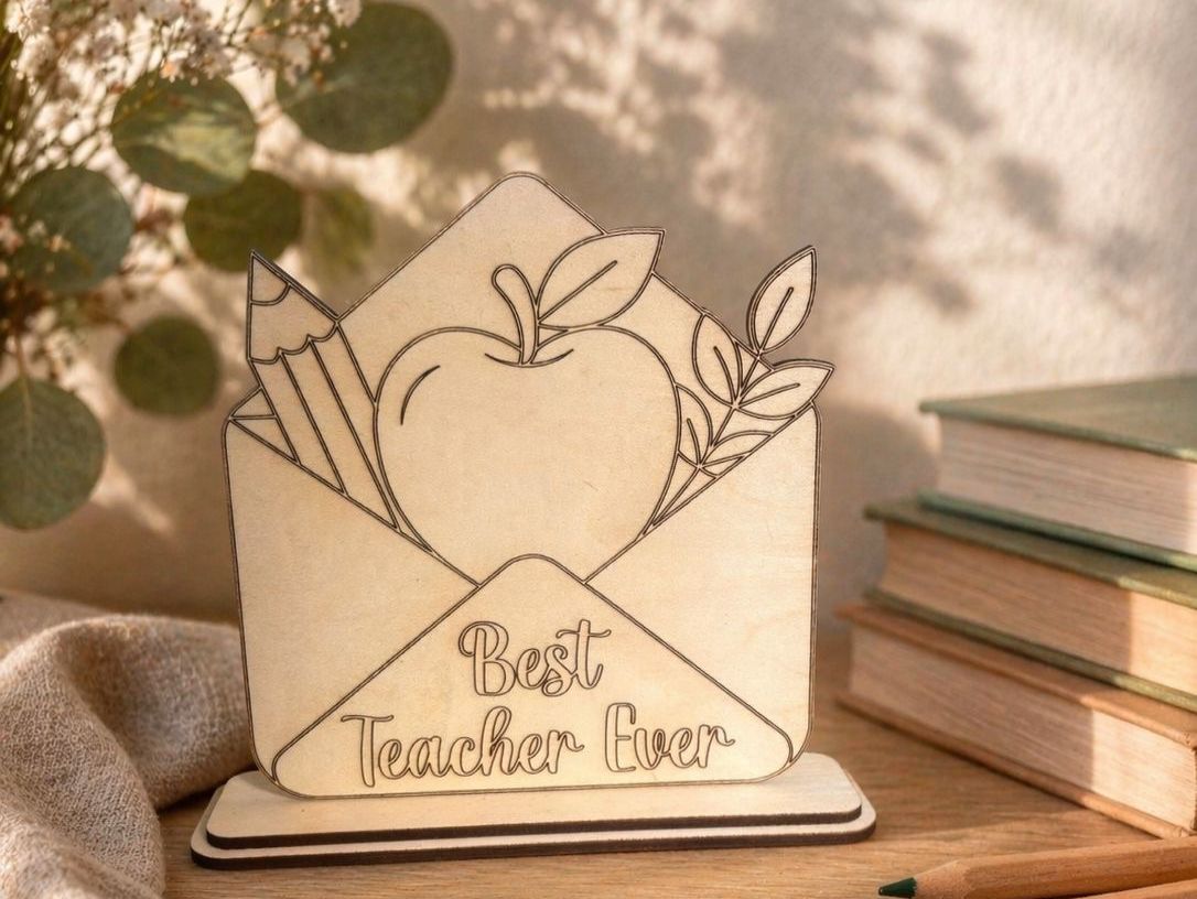 Best Teacher Ever Freestanding Wooden Desk Sign