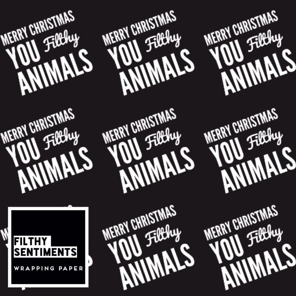 Filthy Animals wrapping paper & gift tags - Pack of 2 