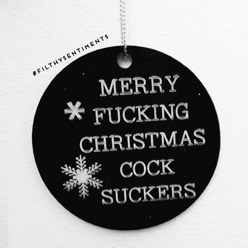 Black Acrylic Merry Christmas cock suckers bauble 