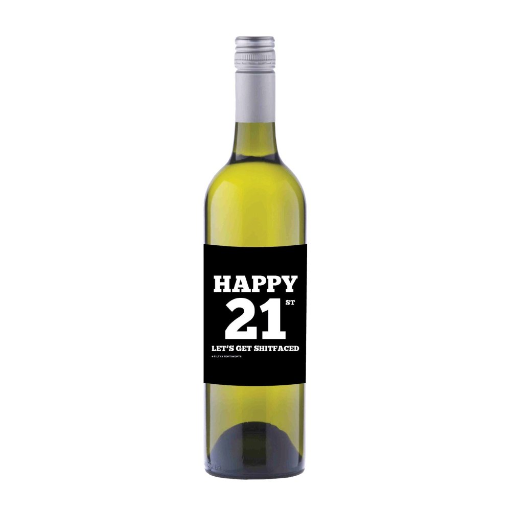 Happy 21st Wine label sticker - WL012