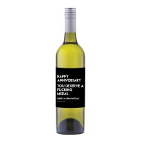 Happy Anniversary medal Wine label sticker - WL015 E52