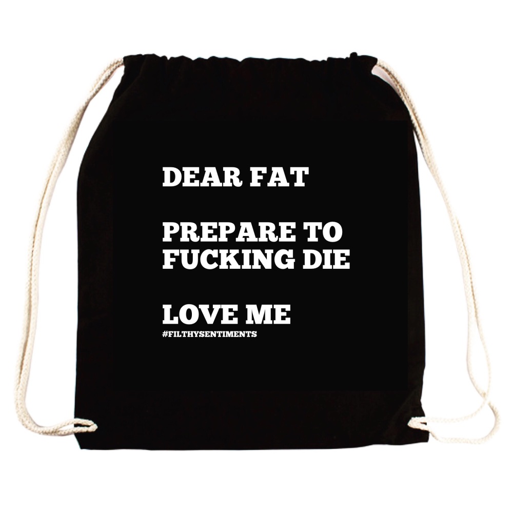 Dear Fat Drawstring Bag