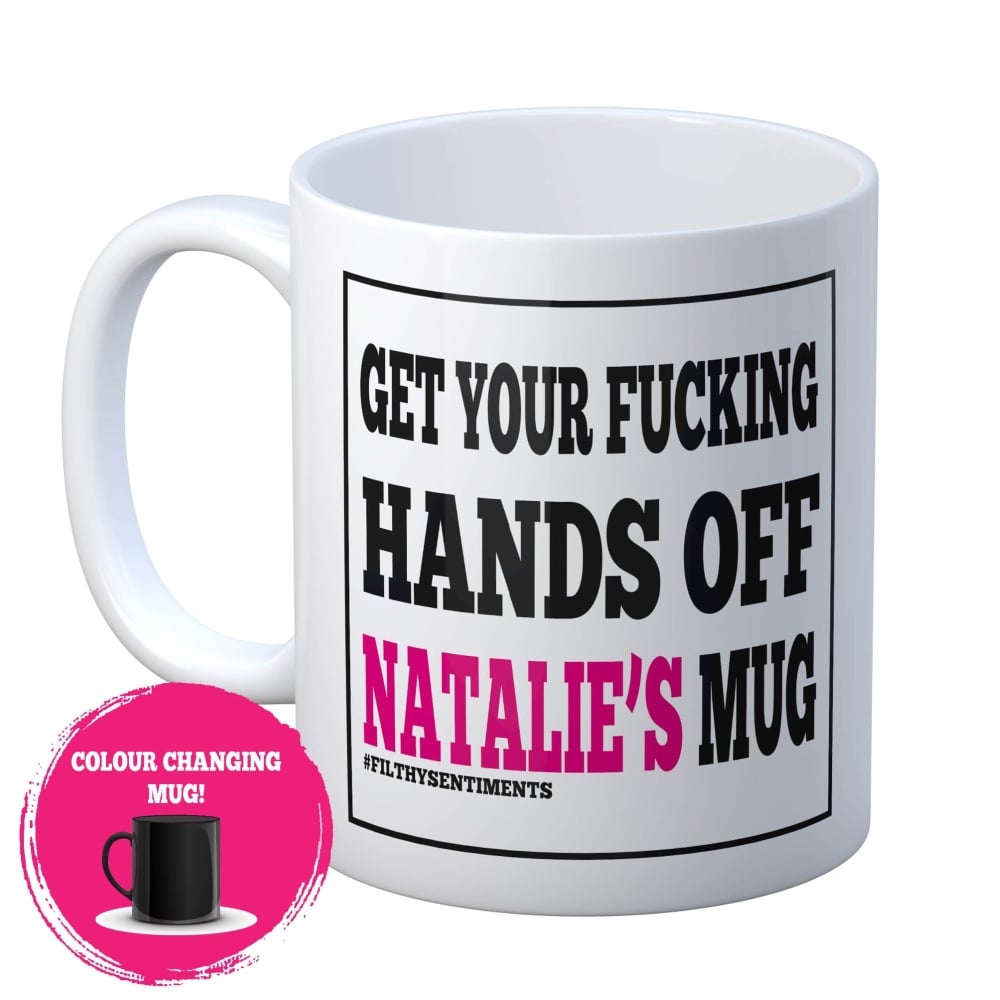 A personalised colour changing mug (pink name) 