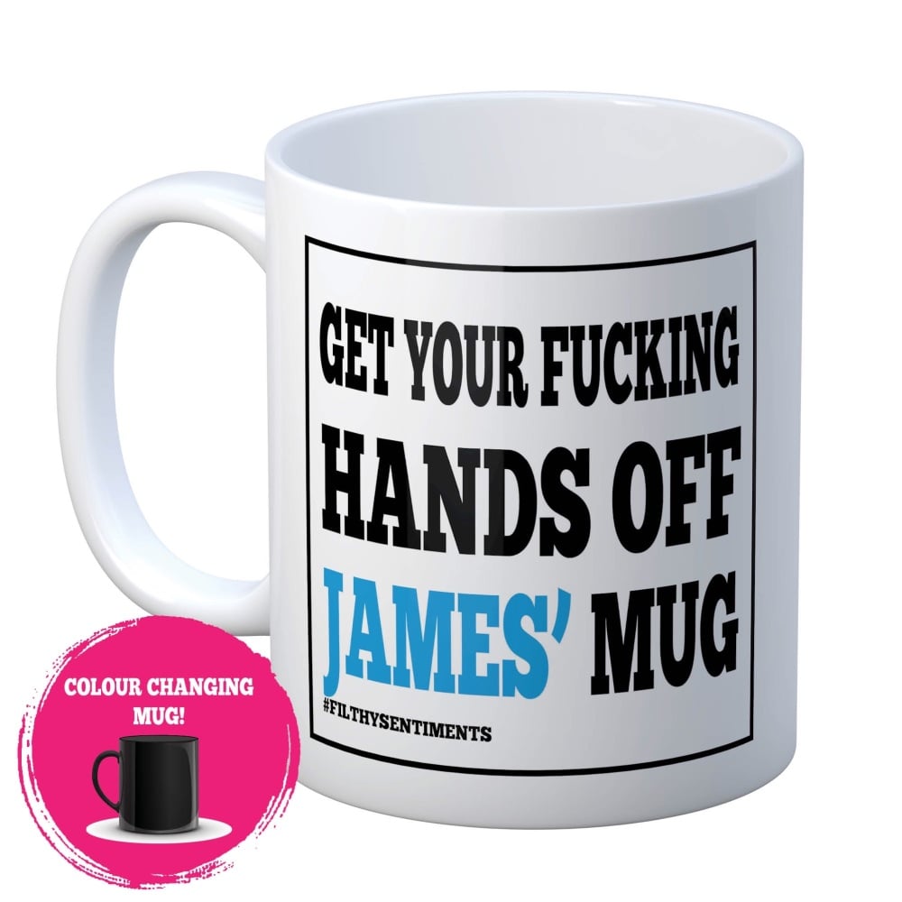 A personalised colour changing mug (blue name) 
