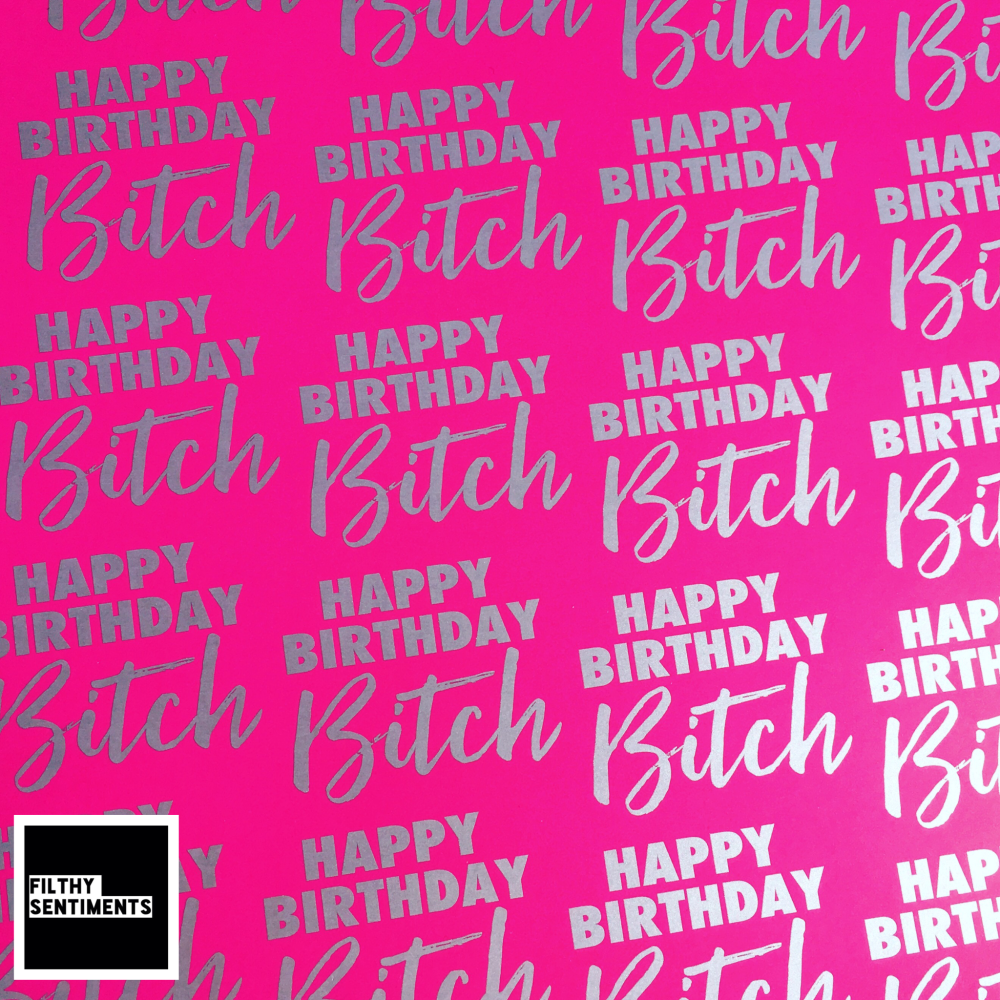 happy Birthday Bitch Pink & Silver Wrapping Paper 