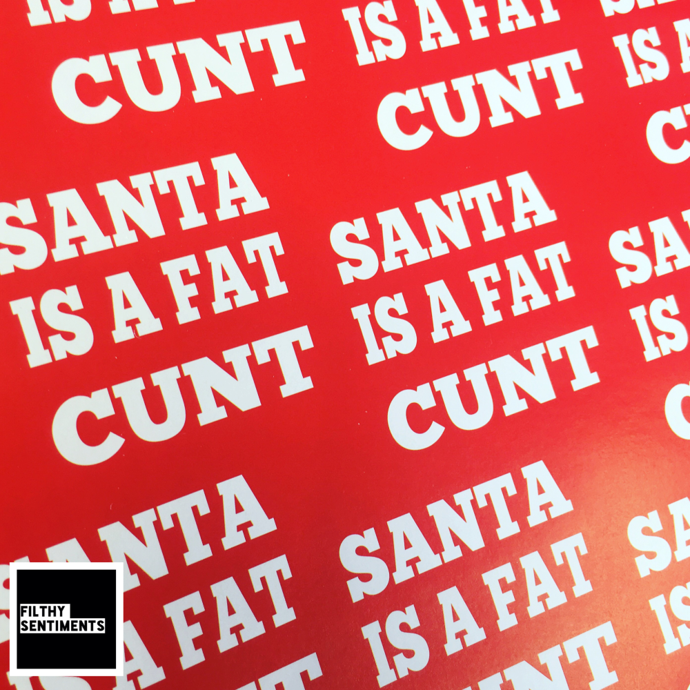 SANTA Fat Cunt Red & White  Wrapping Paper 