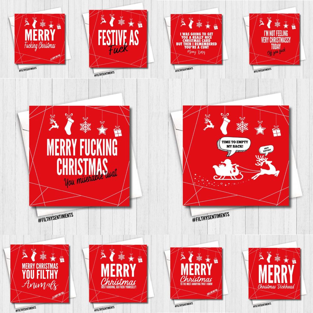    A VERY MERRY MIXED RED XMAS CARD PACK 