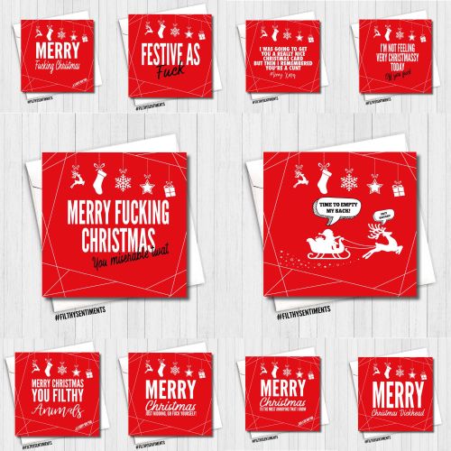 NEW RED MERRY XMAS CARD PACK OF 10 -
