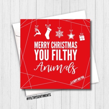 MERRY CHRISTMAS FILTHY ANIMALS RED CARD - FS354