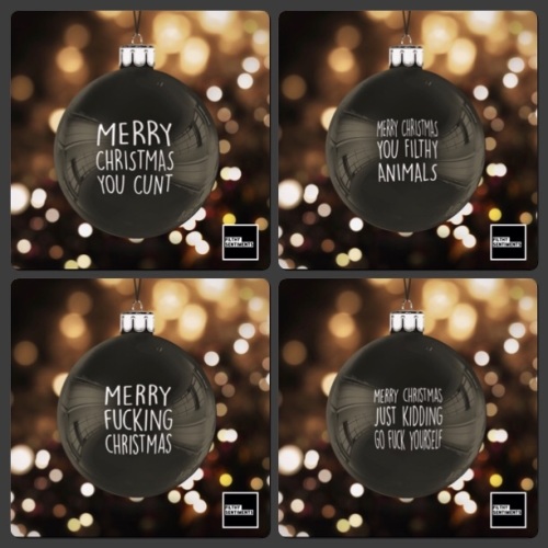 Black Christmas Bauble Decoration Set of 4