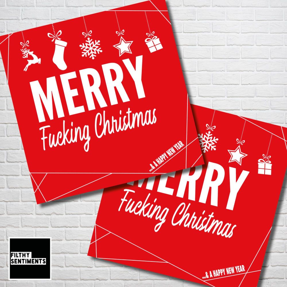MERRY FUCKING CHRISTMAS RED CHRISTMAS CARD PACK - FS349