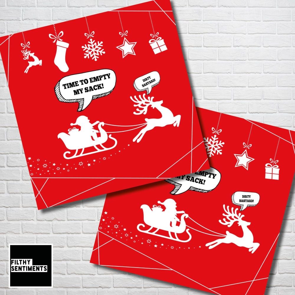 EMPTY SANTAS SACK RED CHRISTMAS CARD PACK - FS351