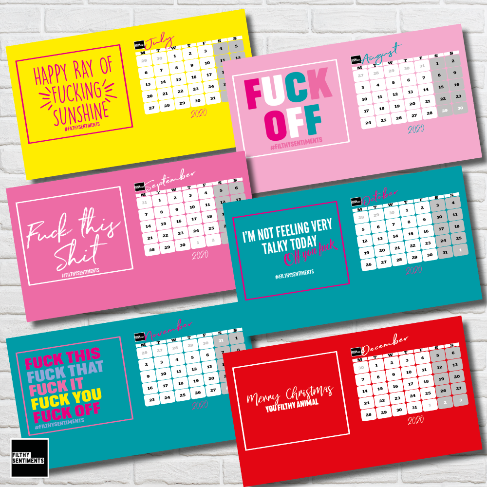 Filthy Sentiments Rude Calendar Desktop