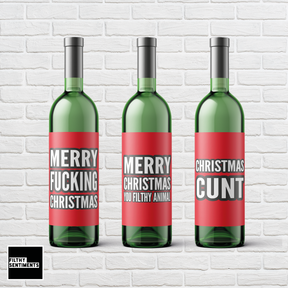   CHRISTMAS PACK OF 3 WINE BOTTLE LABELS 