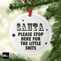   Personalised Glass Bauble - SANTA please stop here -G087