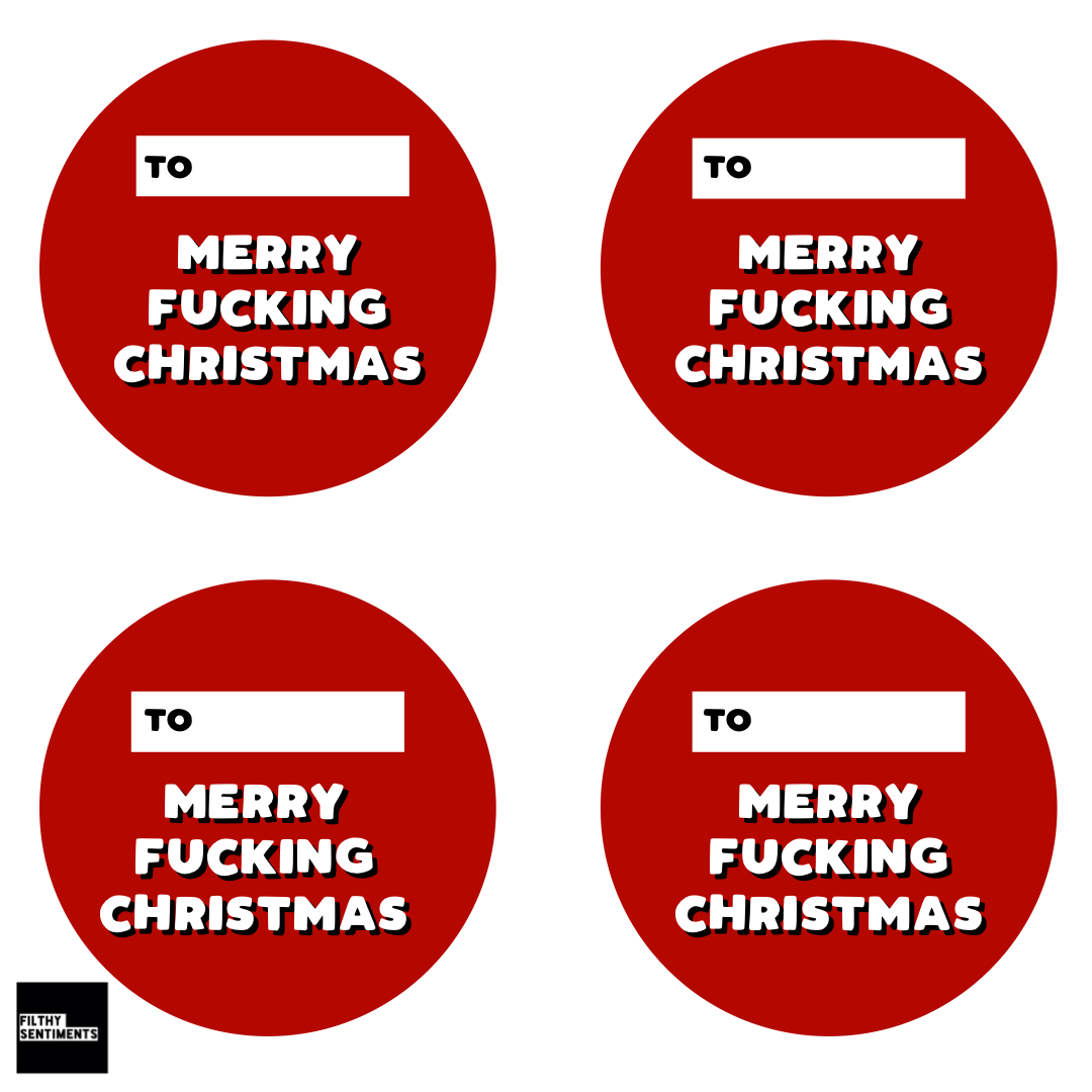     MERRY FUCKING CHRISTMAS GIFT TAG STICKER - XS001