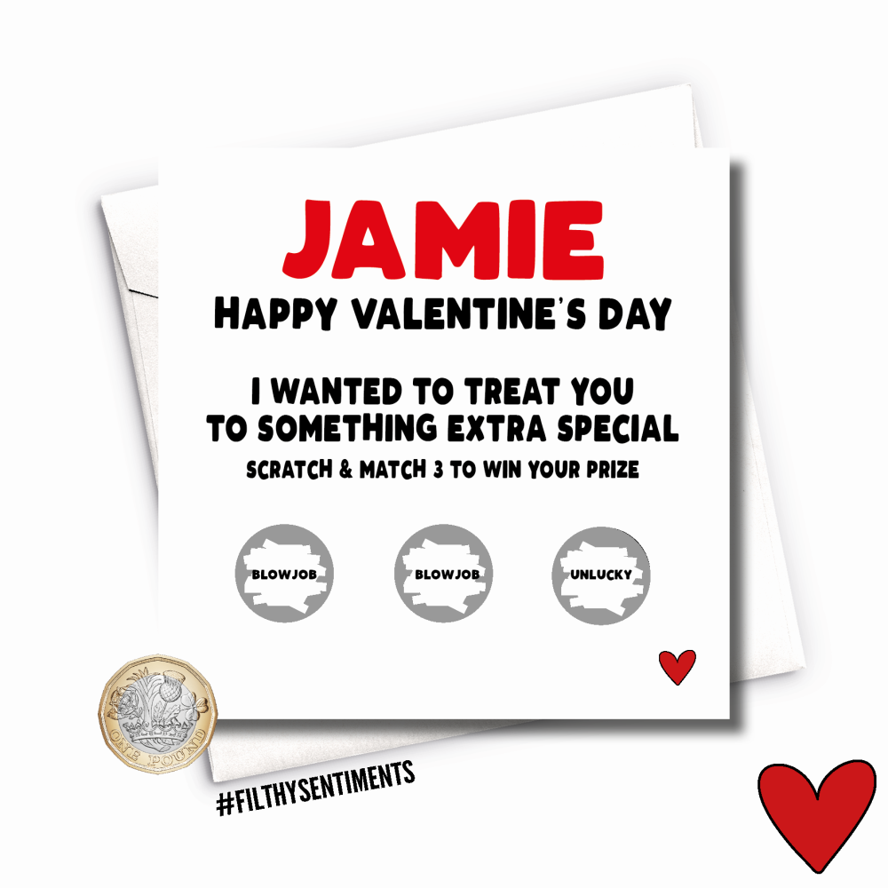 VALENTINES PERSONALISED BLOWJOB SCRATCH CARD PER33