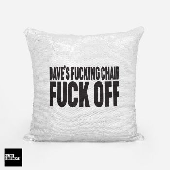  PERSONALISED CHAIR FUCK OFF MERMAID SEQUIN CUSHION