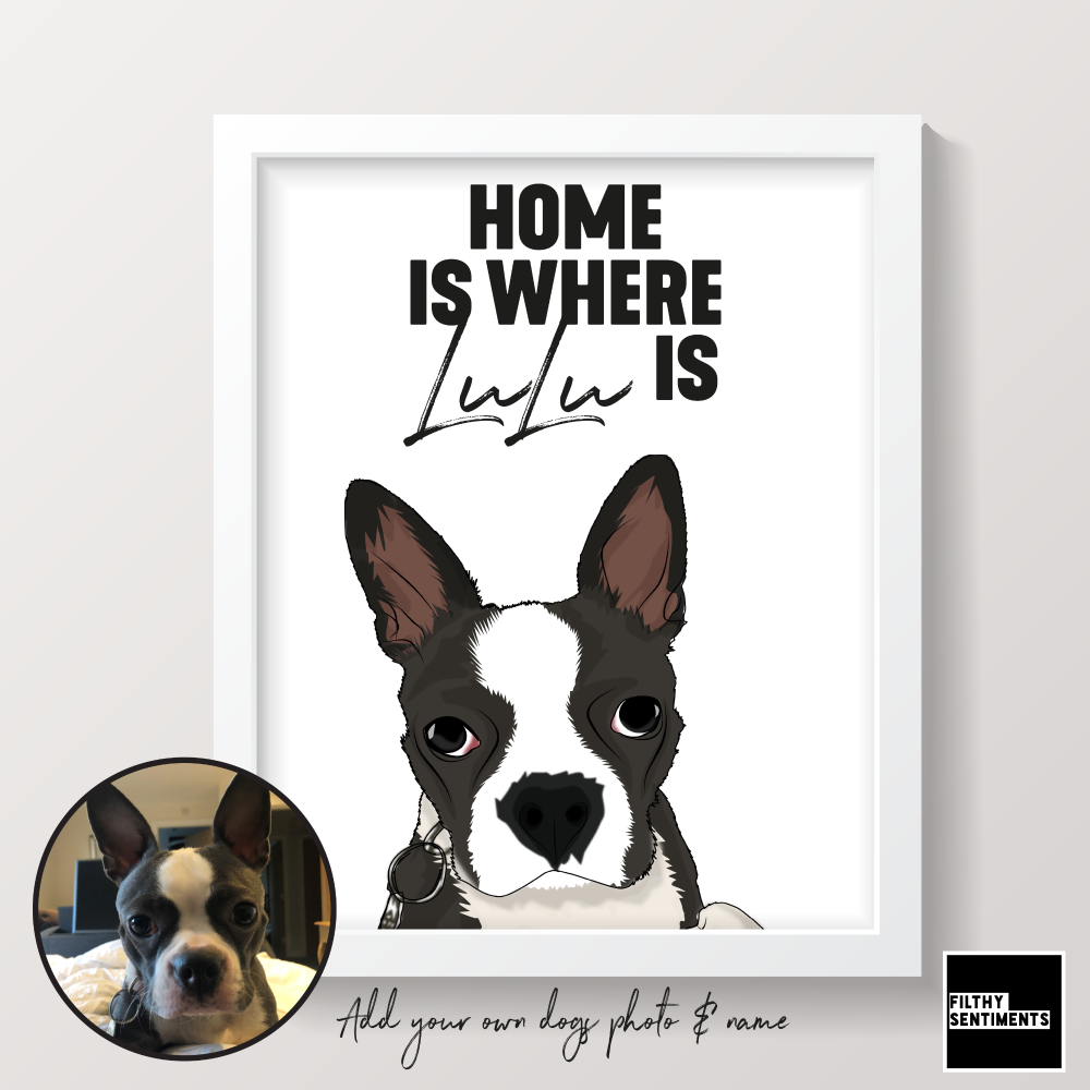        PERSONALISED HOME IS WHERE PET PRINT (DOG CAT OR ANY PET) - PET002