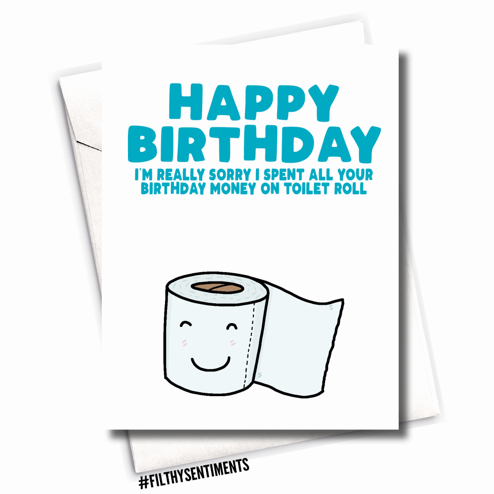 FUNNY BIRTHDAY CARD TOILET ROLL STOCK PILING