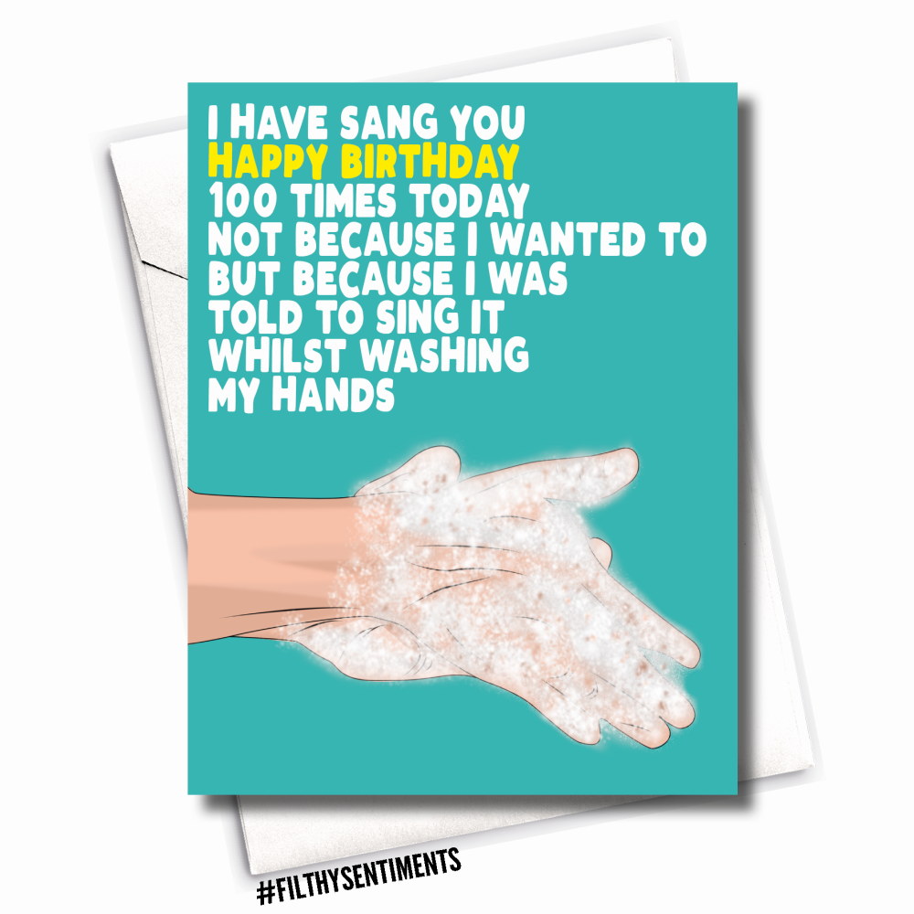 BIRTHDAY WASH YOUR HANDS CARD - FS1101