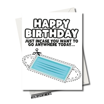                                                                     CUT OUT FACEMASK BIRTHDAY CARD - FS1183