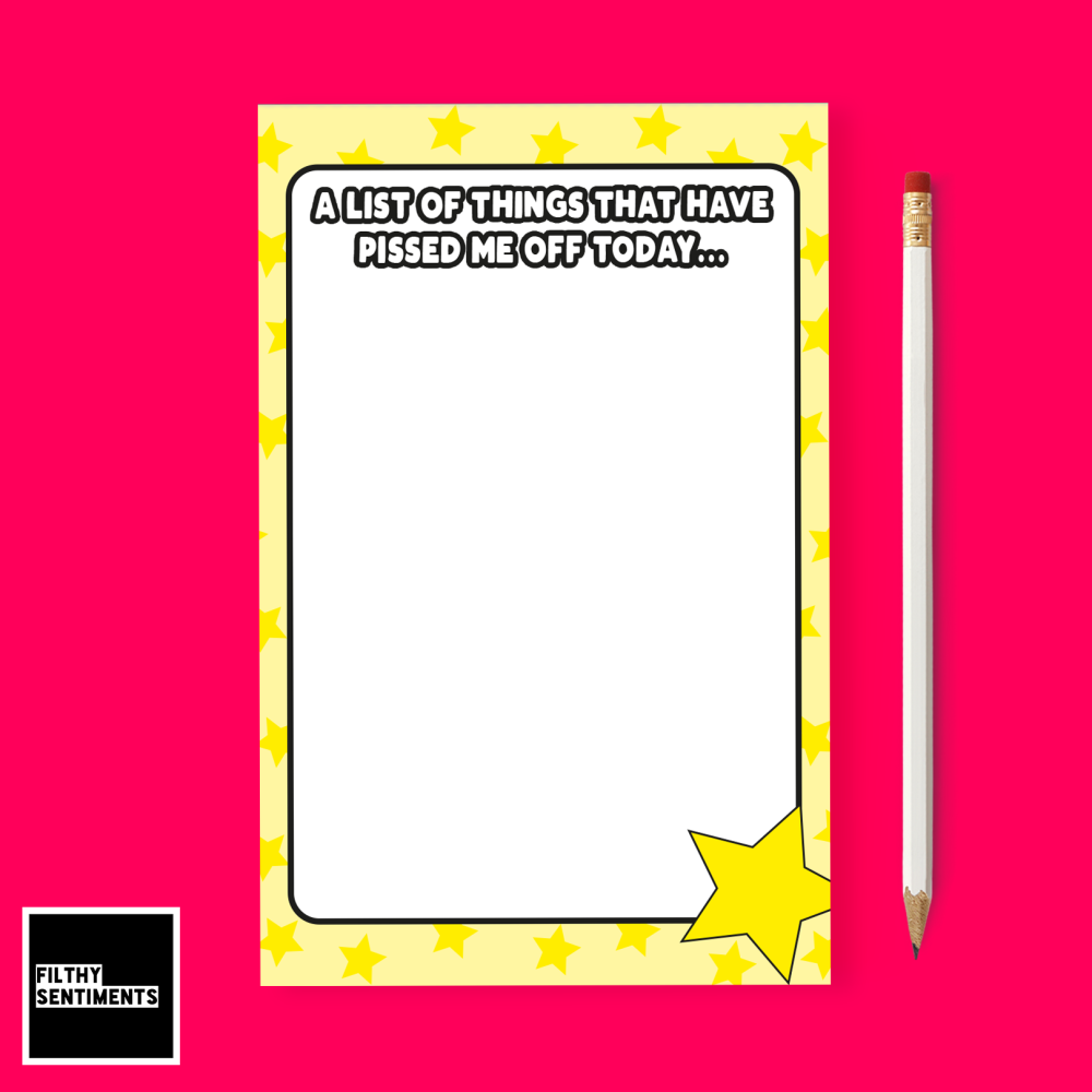          YELLOW PISSED OFF TEAR OFF NOTEPAD A6