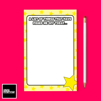           YELLOW PISSED OFF TEAR OFF NOTEPAD A6 - D18