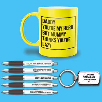 Super Father's Day Bundle (Lazy Mug, Trumps Keyring, Pen Pack)