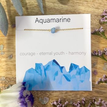Aquamarine Necklace - Gold Plated