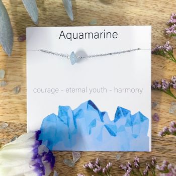 Aquamarine Necklace - Silver Plated