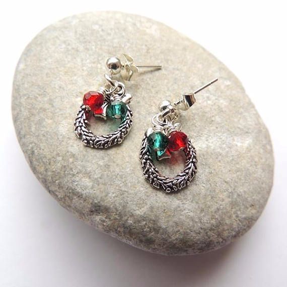 Christmas Wreath Stud Earrings Earrings Amanda Clark Jewellery