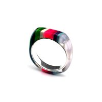 English Summer- Rainbow striped Surfite and Silver Ring