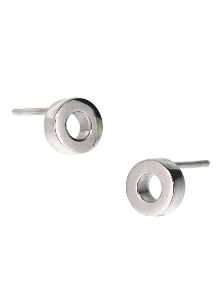 'Paddle Top' - Contemporary Sterling Silver round ear studs