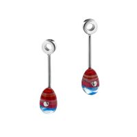 Striped Organic Surf Resin Pebble and Paddle Drop Studs - Red Sky