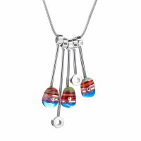 Paddle and Pebble Cluster Necklace - Red Sky