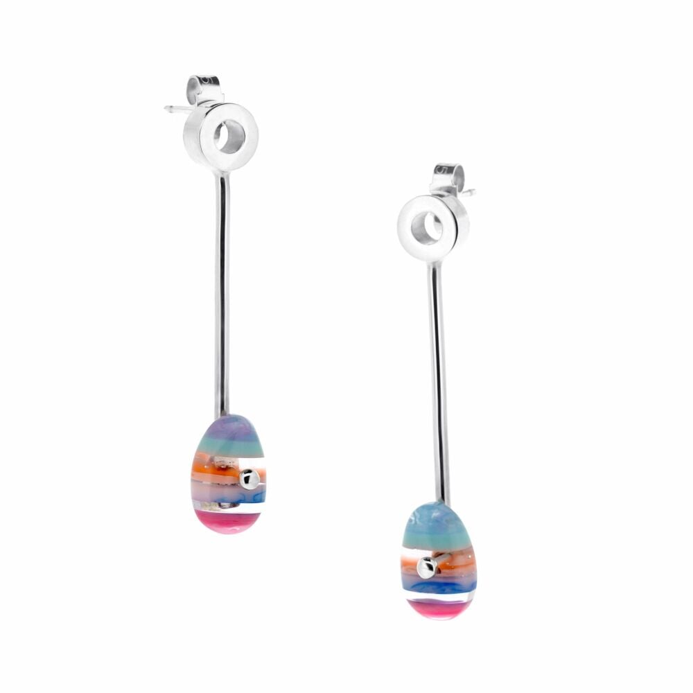 Striped Organic Surf Resin Pebble and Paddle Drop Studs - Barricane Beach