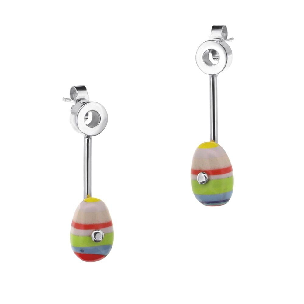 Striped Organic Surf Resin Pebble and Paddle Drop Studs - Breaker