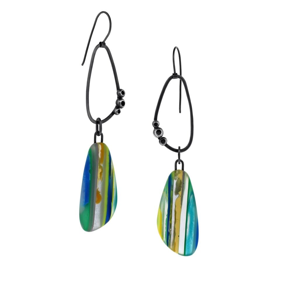 Surfite and Urchin Pebble Drop Earrings