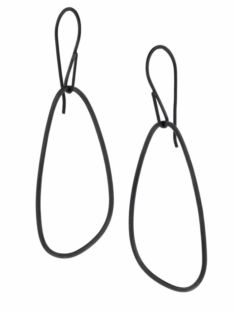 Black or Silver Pebble Silhouette Earrings