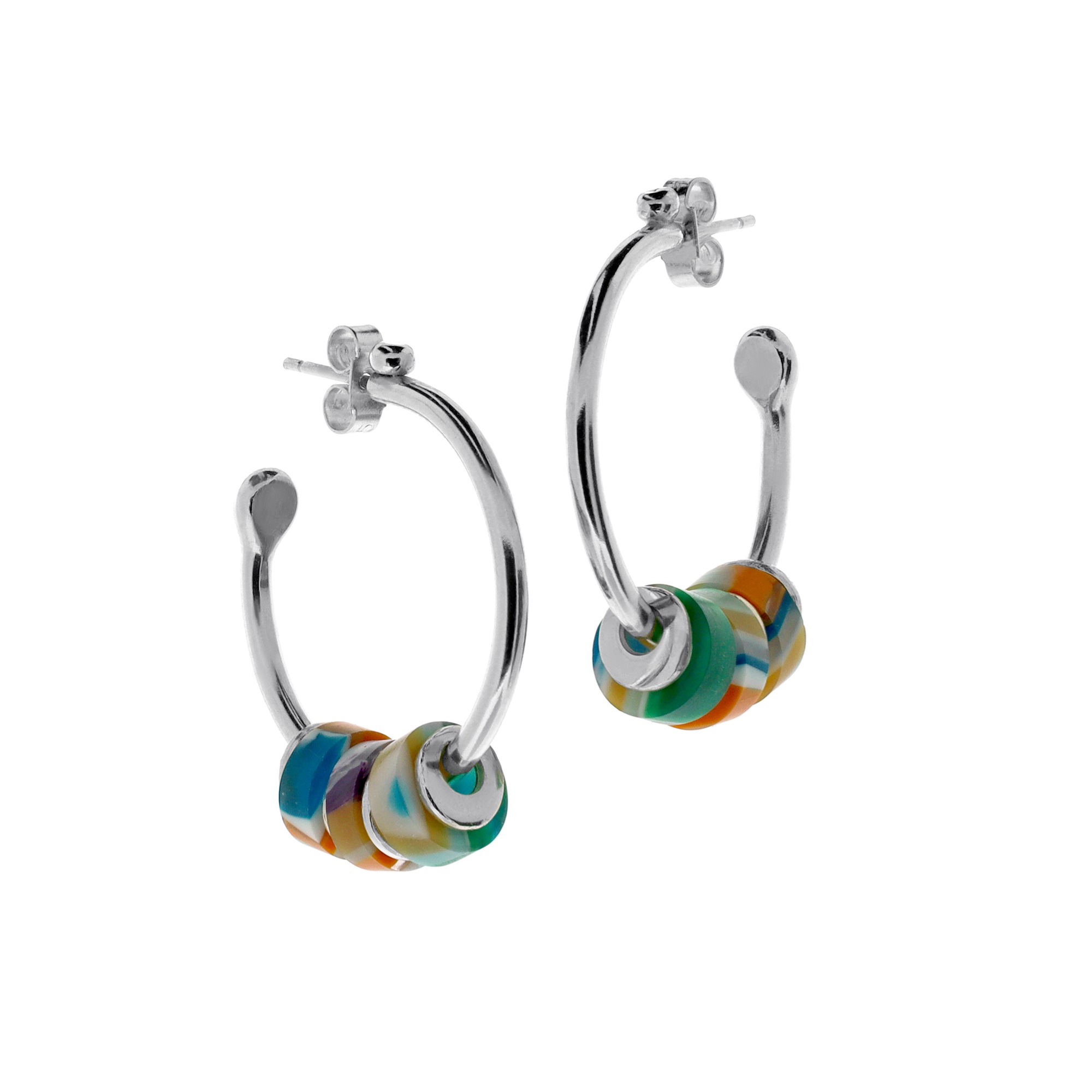 Surfite and silver nugget hoops