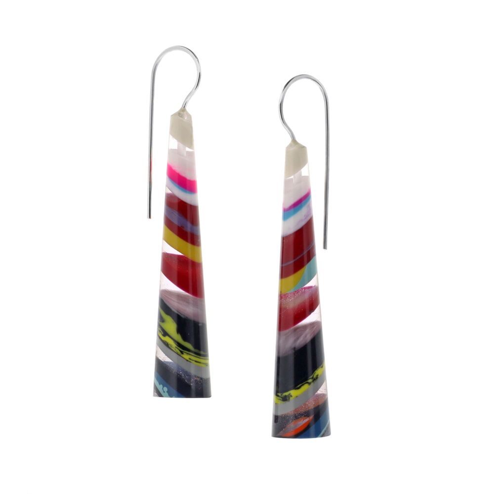Rainbow striped Surfite Light House Threader Earrings -  TÅµr Mawr