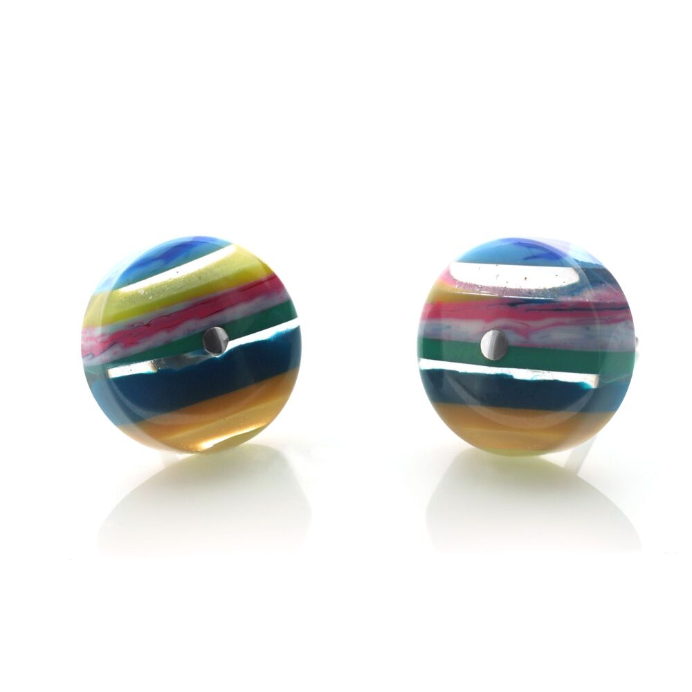 Rainbow Striped Surfite Studs - Portobello