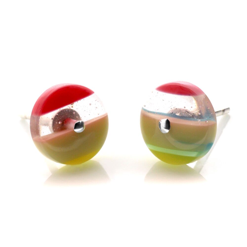 Baby Yellow, Clear and Pink Surfite Studs - Saunton