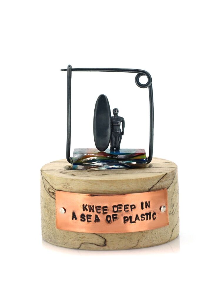 Knee Deep In Plastic - Surfers Against Sewage Inspired Surfer Brooch